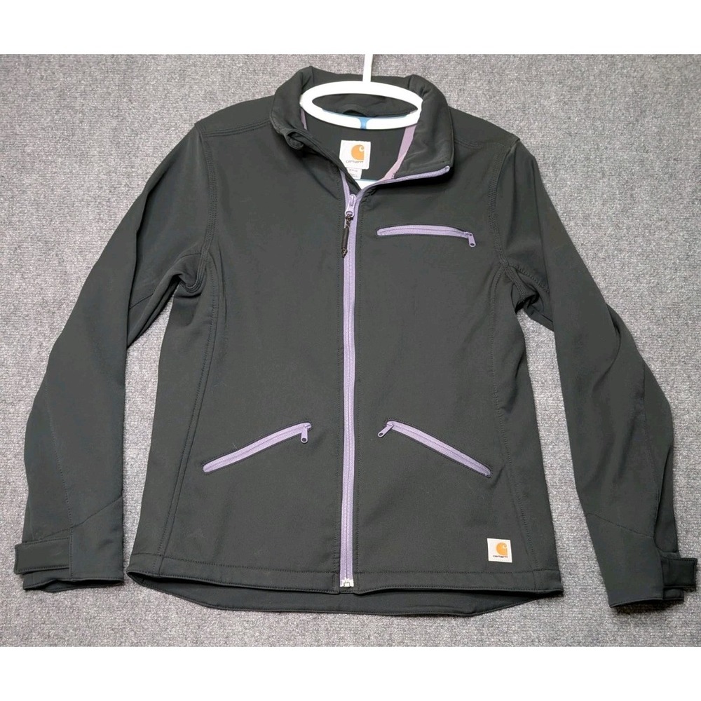 Carhartt Jacket Womens Small Black Softshell Full Zip Fleece Lined 101486-001